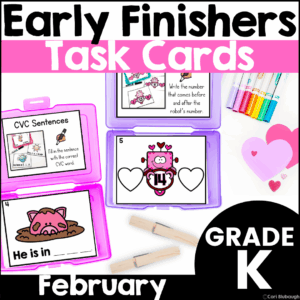 February kindergarten early finisher task cards - cover