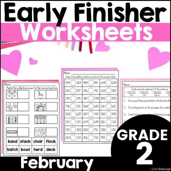 February 2nd grade early finisher worksheets - cover