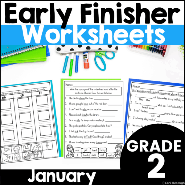 January 2nd grade early finisher worksheets - cover