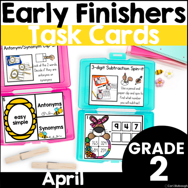 April 2nd grade early finisher task cards - cover