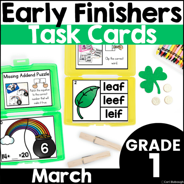 March 1st grade early finisher task cards - cover
