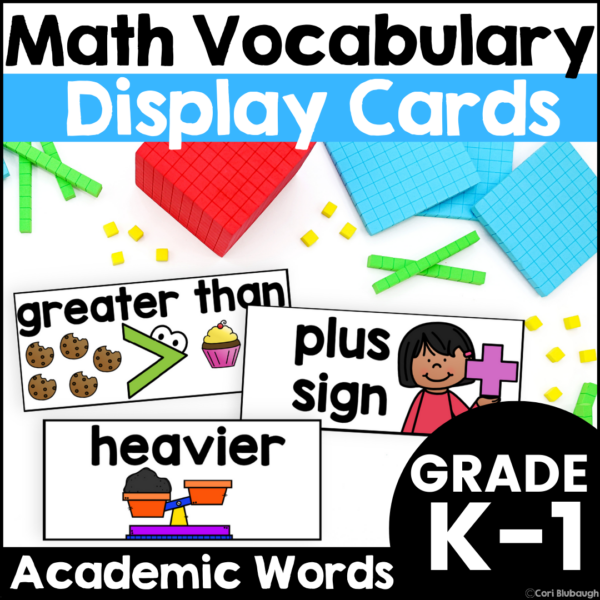 Math Vocabulary Cards for Kindergarten