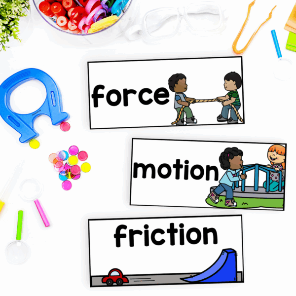 science vocabulary cards -force of motion