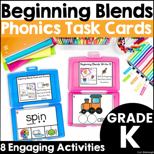 Beginning blends task cards - cover