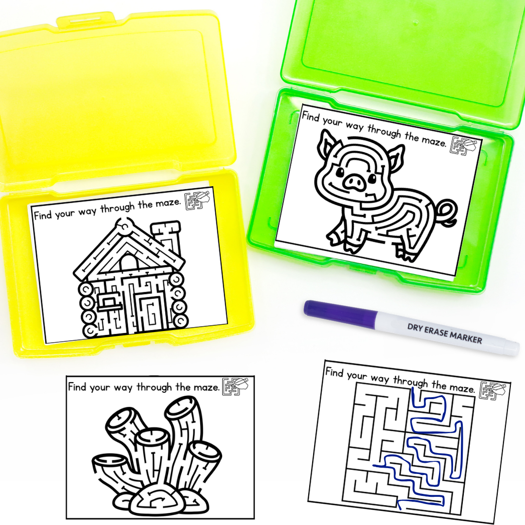 Maze Task Cards - pig